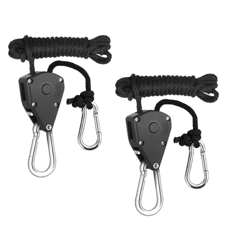

652F Ratchet Grow Light Tent Rope Clip Hanger for Camping Awnings Wind Rope Tent Fixed Buckle Pulleys Tensioner with Hook