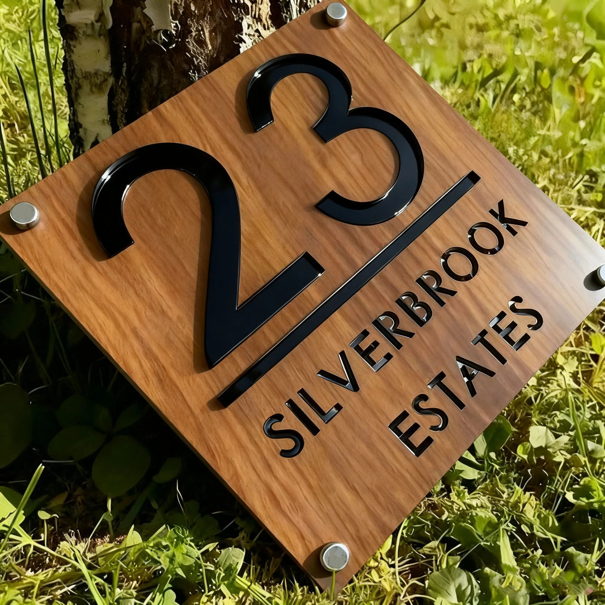 علامة منزل شخصية مع الأظافر رقم المنزل المخصص في الهواء الطلق ثلاثية الأبعاد علامة أكريليك عنوان اللوحة أرقام المنزل الخارجي علامة الباب لوحه لرقم البيت #4