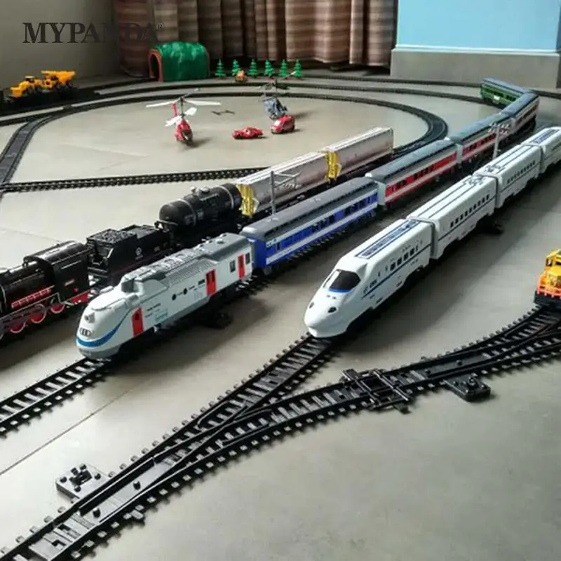 Rail Track Expansion Pack For Railway King Classical Train City Trains Flexible Tracks Straight Curved Rails Building Block Toys