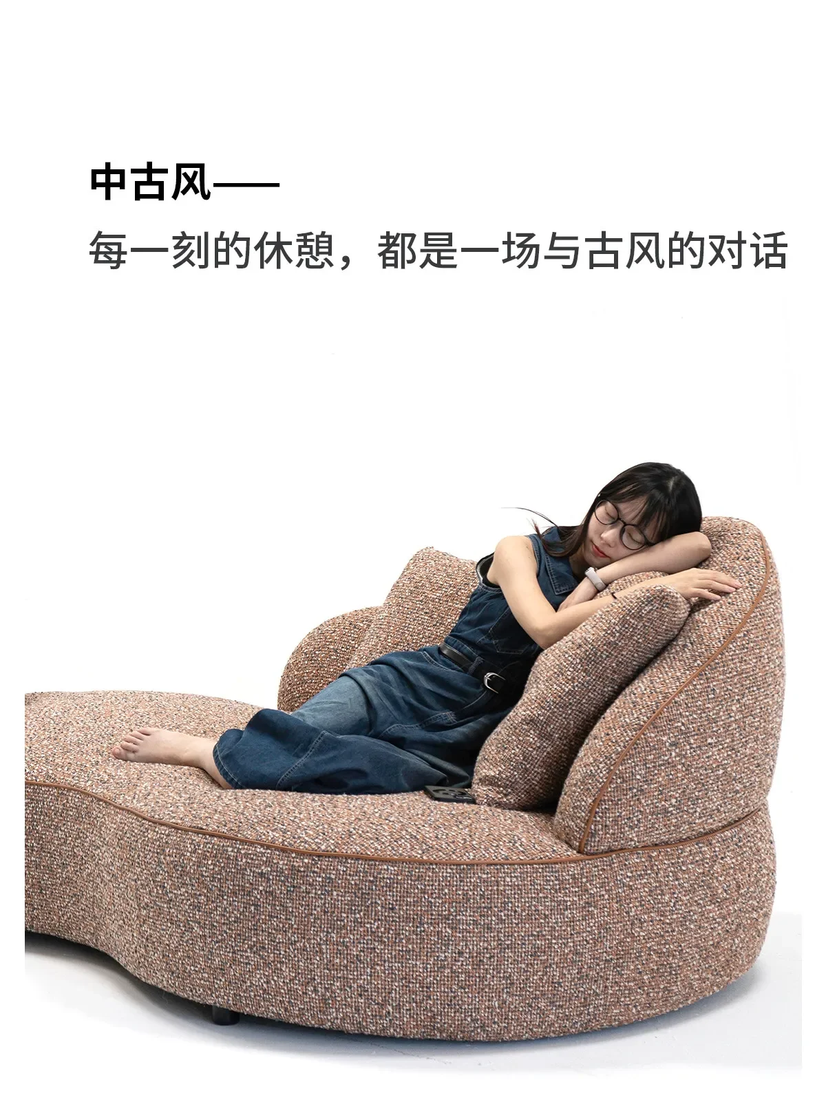 Minimal fabric straight row sofa small apartment simple light luxury module rotation