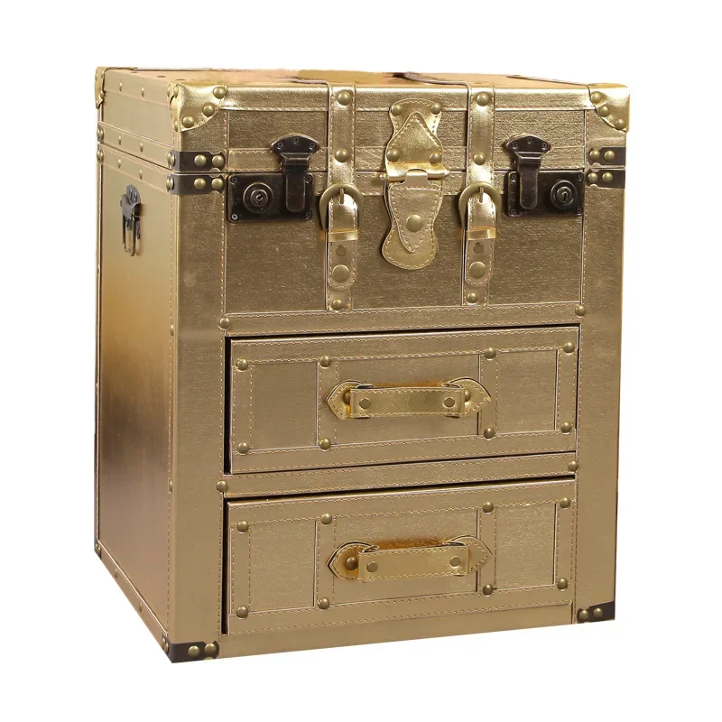 European retro local tyrant gold hotel club bedside table French neoclassical furniture local tyrant gold champagne gold bedside