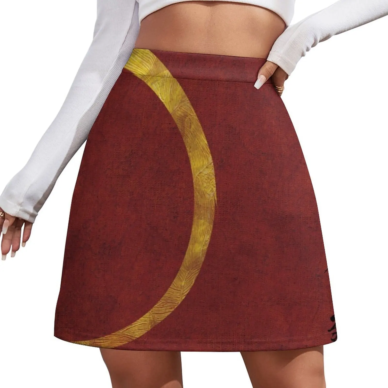 Gold Enso with Japanese writing for the 5 natural elements Mini Skirt women's skirt 2026 trend dress Mini Skirt