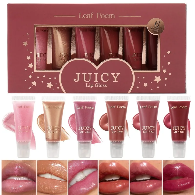 

Mirror Finish Hydrating Lip Glaze Set Pearl Shimmer Moisturizing Shiny Plump Juicy Lip Gloss Tube Lip Balm for Daily Makeup