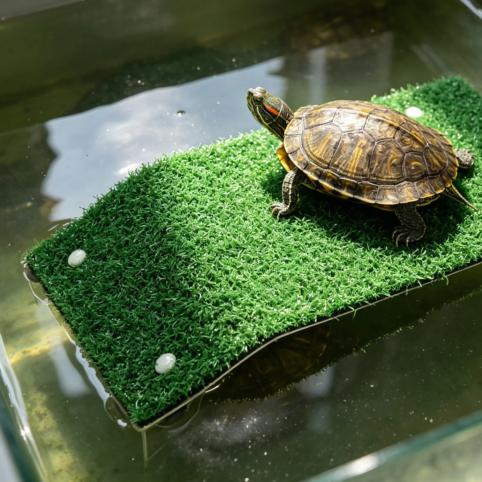 Pool Animal Escape Ramp Suction Cups Artificial Grass Turtle Basking Platform Swimming Pool Pet Escape Ladder Wildlife Rescue