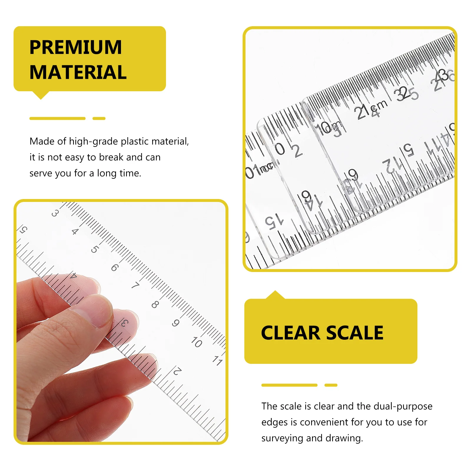 25Pcs Transparent Plastic Rulers Straight Measuring Tools for Students Multipurpose Drawing Stationery Measurement Drawing Tools