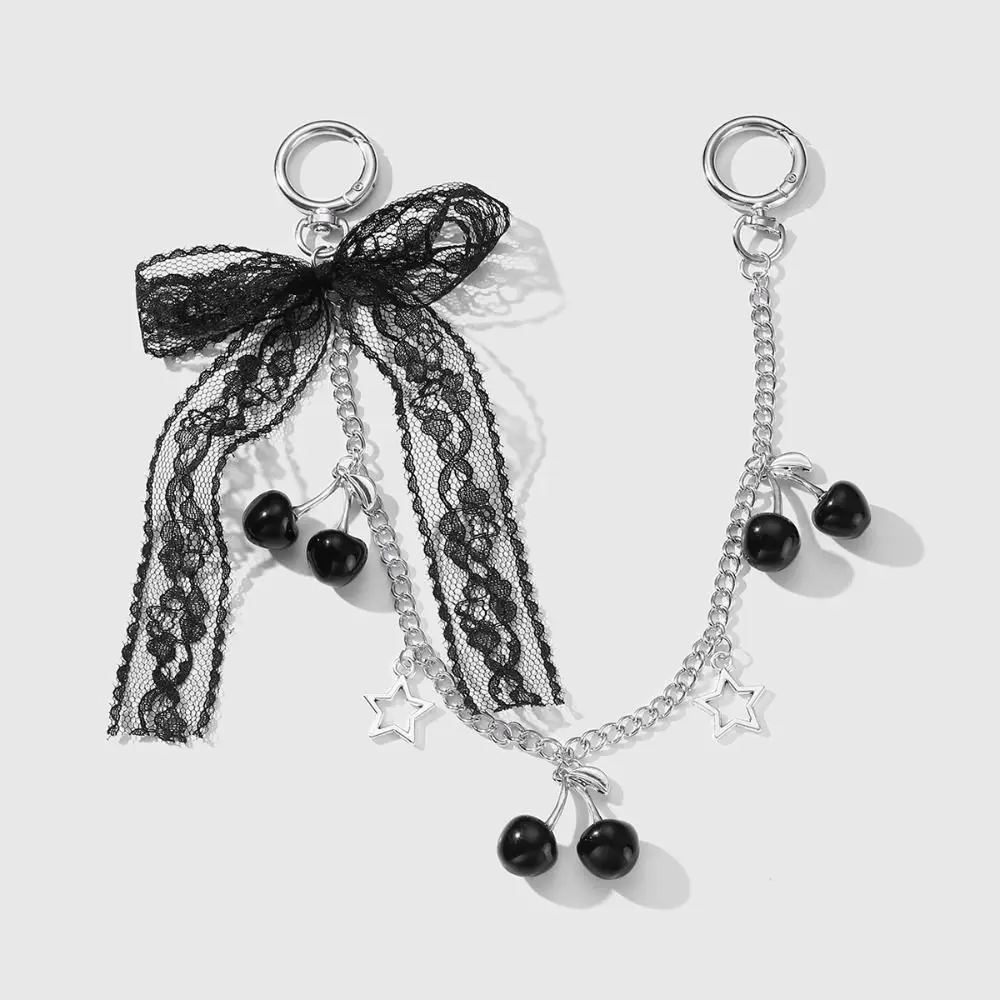 Fashion lace bow Bag Charms cherry Alloy Handbag Straps DIY Replacement Extension Chain Pendant Decoration