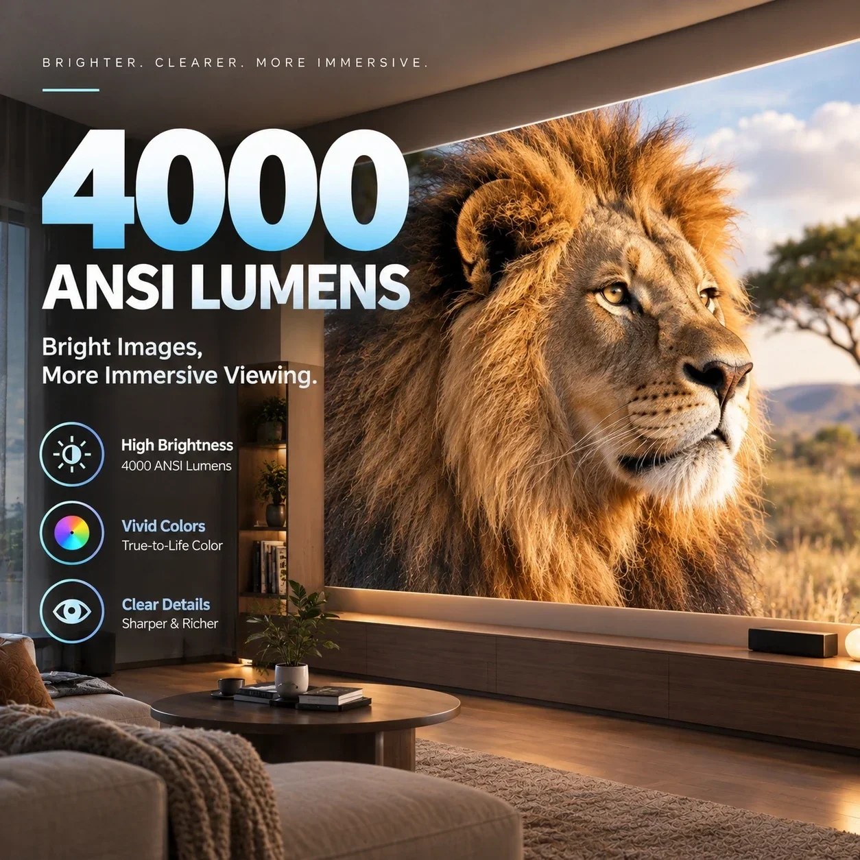 New A9T Smart Projector 4000ANSI Native 1080P 4K Supported Auto Focus Auto Keystone HDR10+ Android 12 WiFi6 for Home Theater