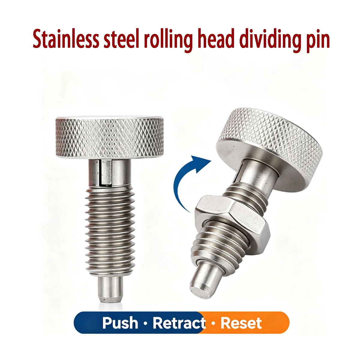 Knob Indexing Plunger Knurled Head Reset Spring Locating Pin Stainless Steel Stop Pin for Automation Precision Positioning