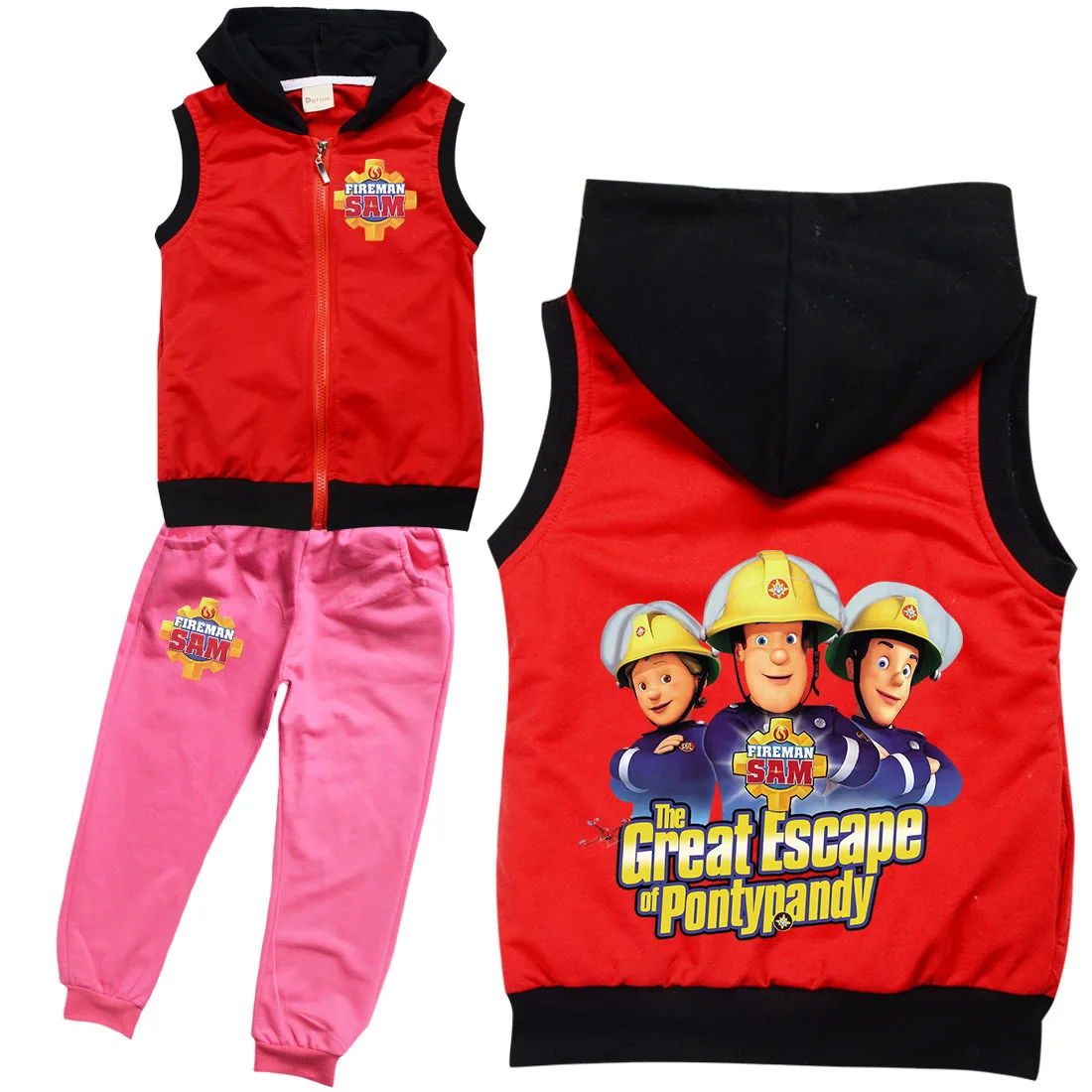 

Fireman Sam Clothes Kids Zipper Sleeveless Jacket+jogger Pants 2pcs Sets Toddler Girls Boutique Outfits Boys Halloween Tracksuit