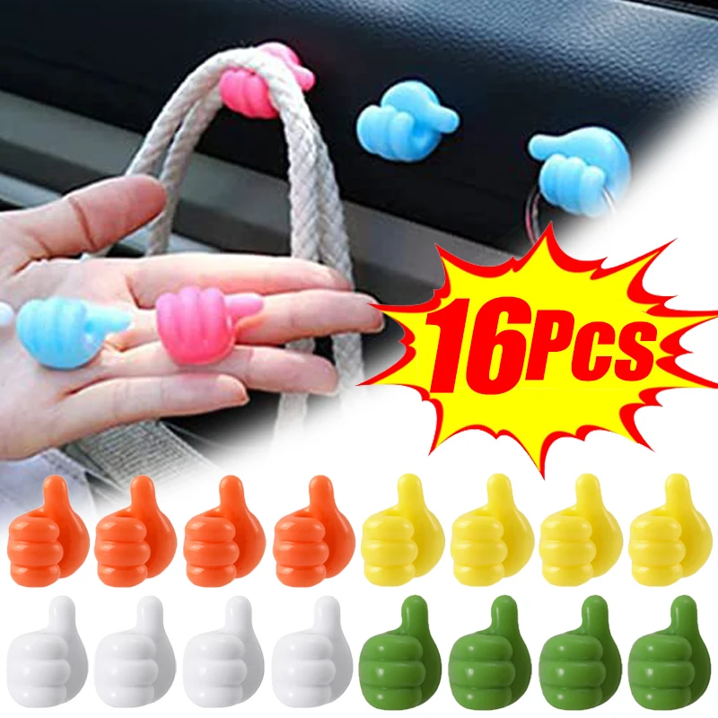 

1-16Pcs Mixed Thumb Clips Car Hooks Organizer Plastic Self Adhesive Organizer USB Cable Headphone Storage Car Fastener Clip Hook