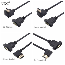 90 270 Degree HDMI-compatible A 1.4 19pin Male To HD A Type Female Extension Cable With Screw Hole Can Lock Panel Mount Cable