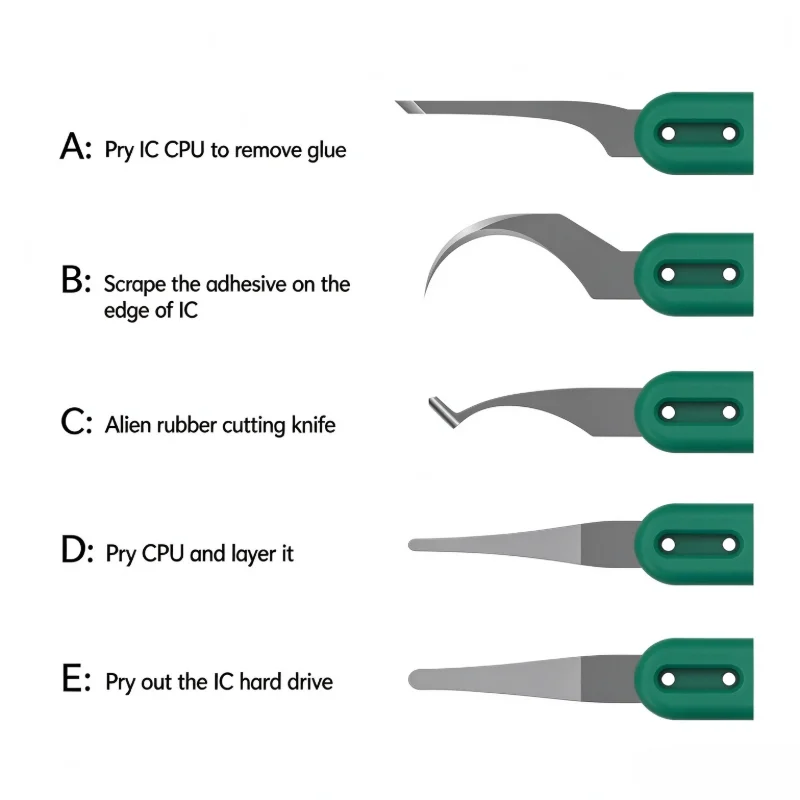 BST-145 5in1 Precision Integrated Blade Set Hand Polished IC CPU Chip Scraper for BGA Repair Glue Removal