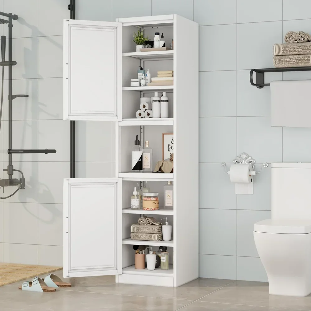 4 Adjustable Shelves for Kitchen, Home Office Tall Narrow Storage Cabinet 66.93