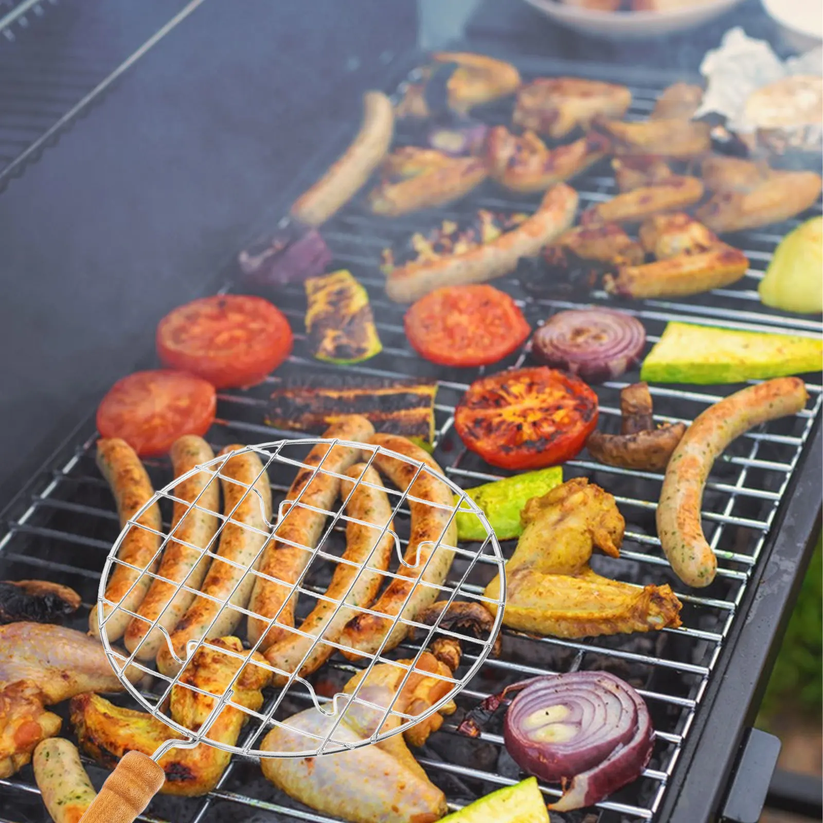 

Round Stainless Steel Grill Net Thickened Barbecue Wire Rack For Outdoor Camping Fish Meat Roasting Baking Cooling Mesh