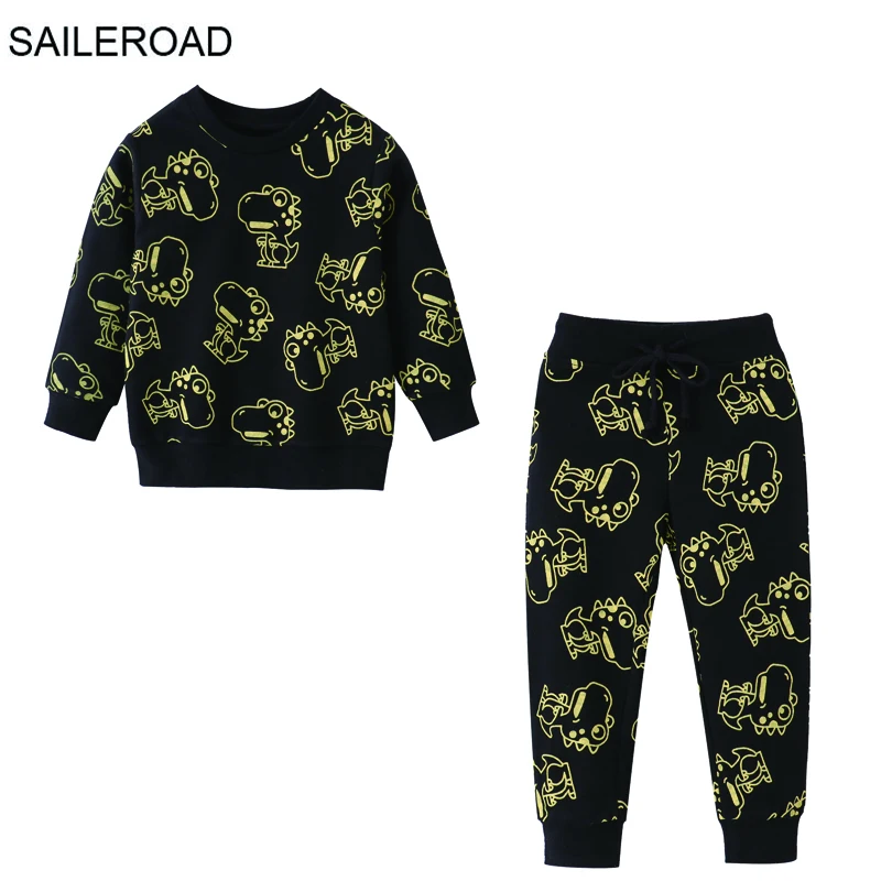 

SAILEROAD 2024 Autumn Children's Clothes Boy Cartoon Dinosaur Sweatershirts+Pants Kids Long Sleeves Clothing Set Teens Tracksuit