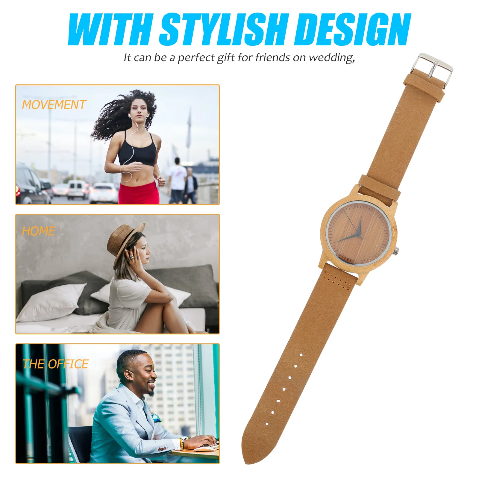 

Bamboo Wood Watch Fashionable Wood Dial Watch Minimalist Wristwatch for Men Women Birthday Party Watches for Women