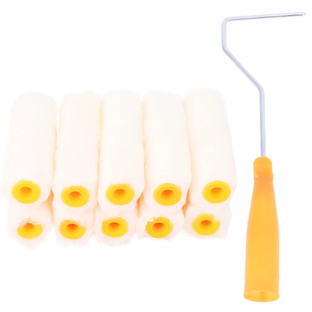 

10 pcs Paint Roller Covers 4 Inch 37Cm Handle Wall Paint Roller Brush Replacement For Home Office Shed Resistant Lint Free