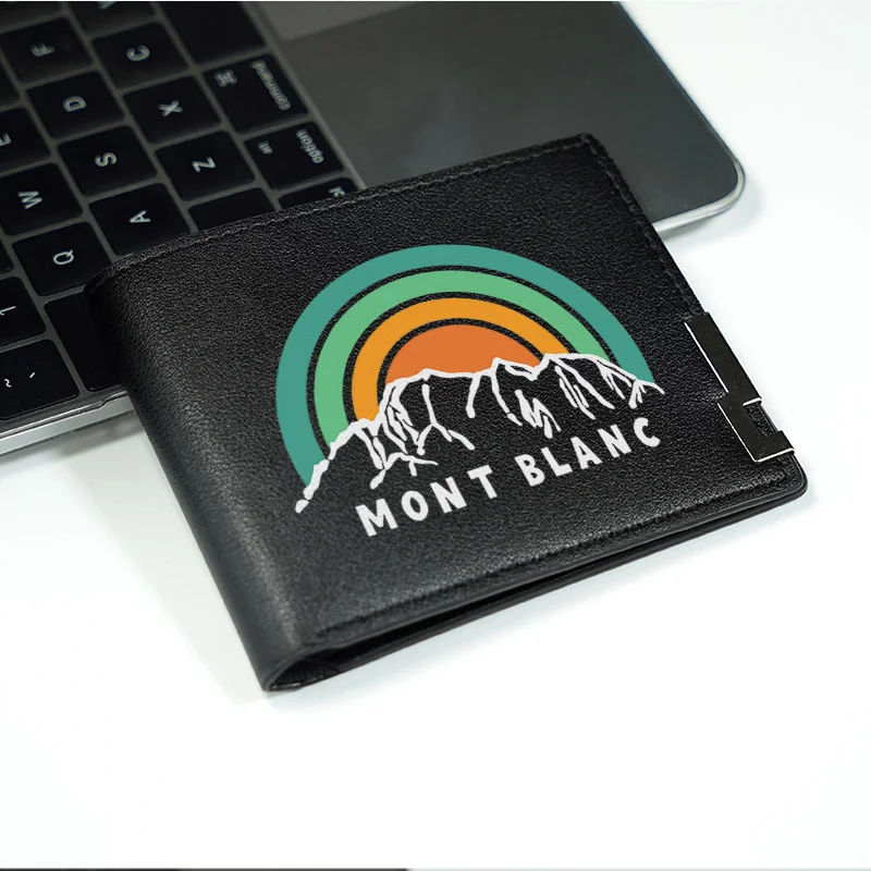 MONT BLANC Rainbow Mountain Design PU-Leder-Geldbörse, minimalistischer, kompakter Business-Stil, langlebig, leicht, Herren-Geldbörse