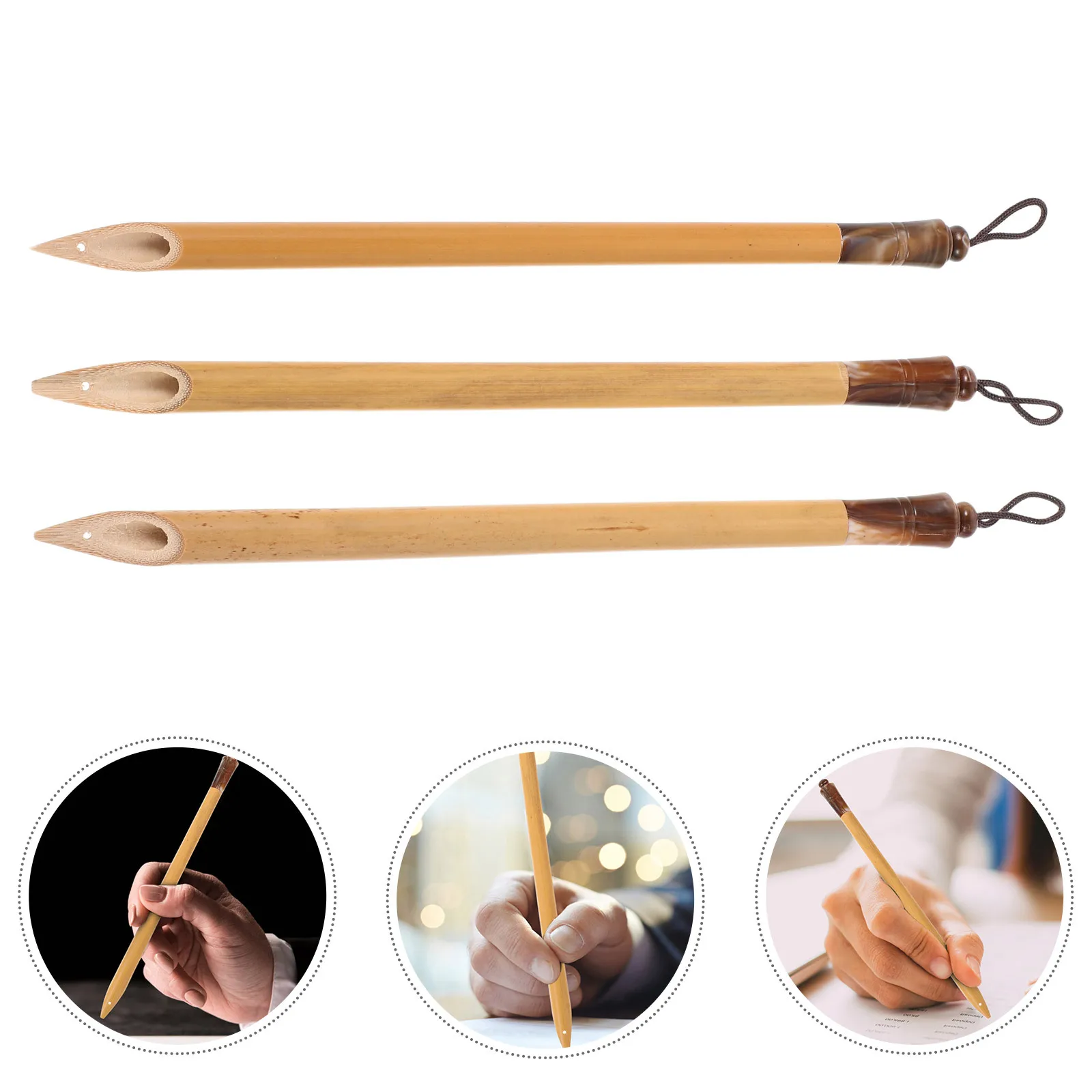 

3 шт., бамбуковая ручка для каллиграфии, ручка с плоским кончиком для рисования, рисования, керамики, принадлежности для скульптуры, инструменты для рисования из глины
