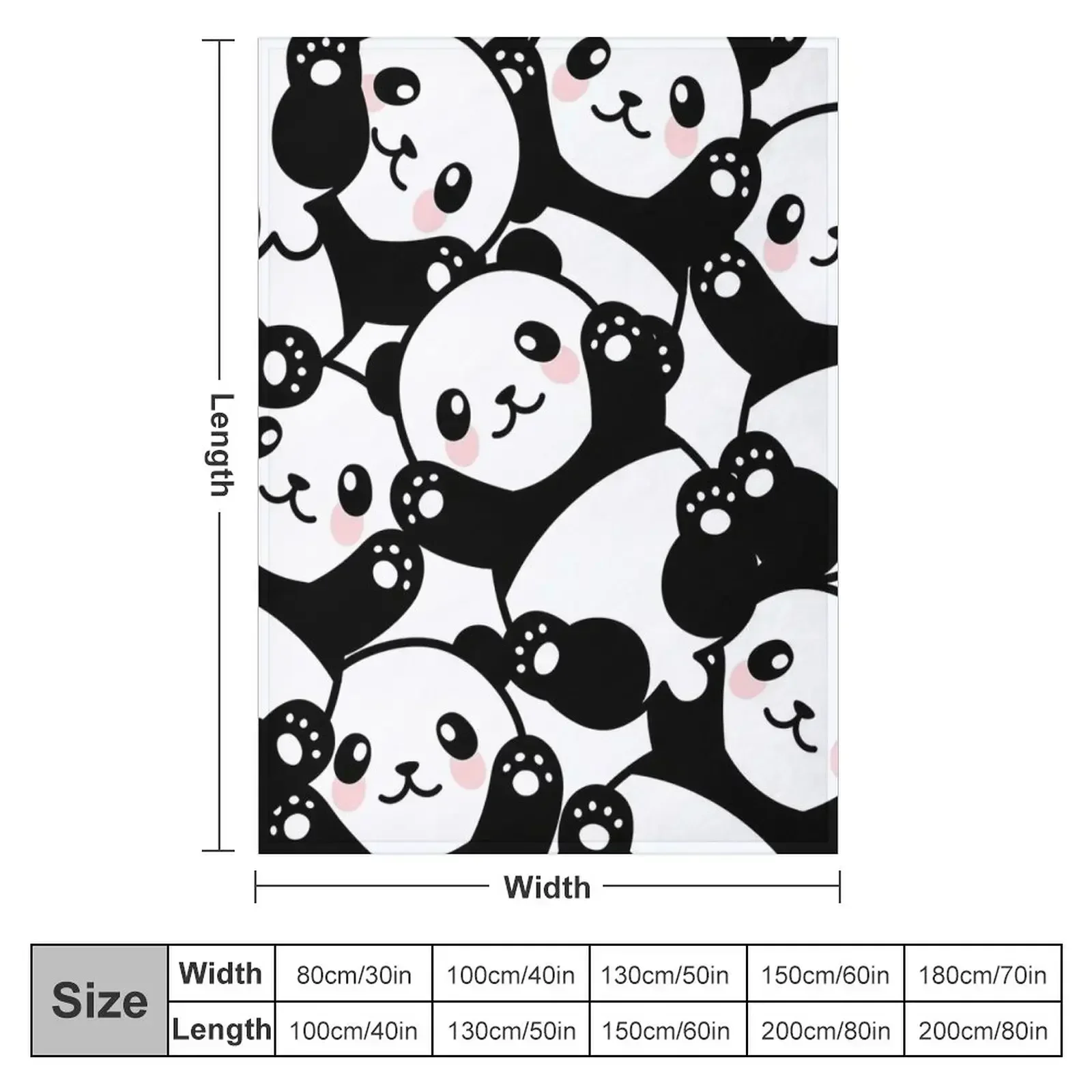 Cute Cartoon Panda Pile Throw Blanket Soft Retros Cute Vintage Blankets