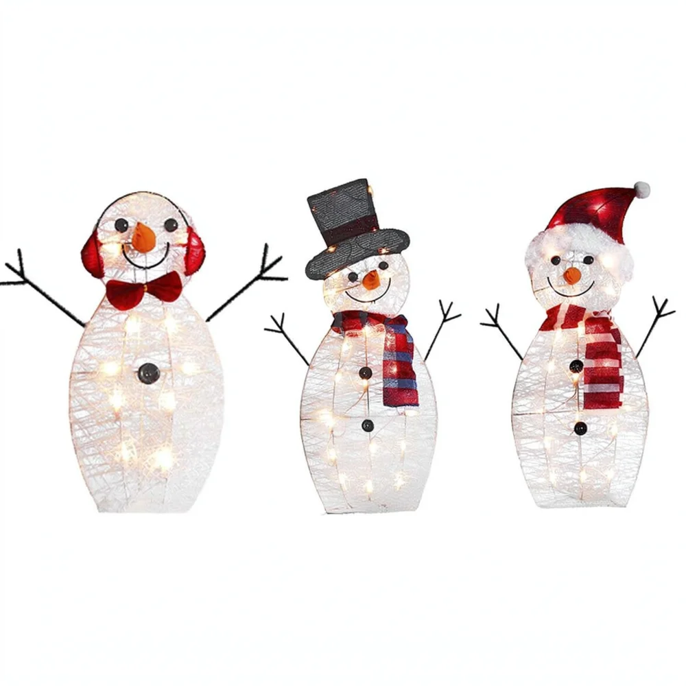 Festive Christmas Snowman Ornament LED Light Acrylic Statue For Home Garden Party Holiday Scene Decor Accessory