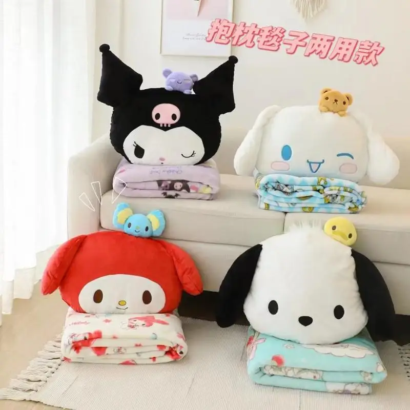 

Плюшевая кукла Sanrio Cinnamoroll My Melody Anime Kawaii, диванная подушка, подушка, милое одеяло Kuromi, накидка для сна, подарки для детей