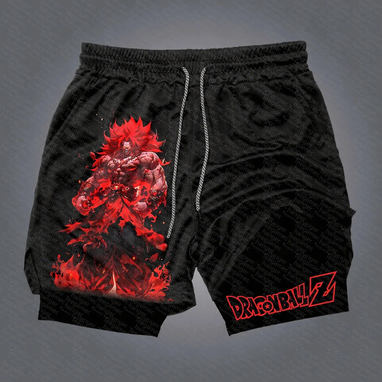 Dragon Ball Goku Vegeta Anime Printed Double-layer Shorts, American Sporty Summer Casual Fashionable Men's and Women's Shorts