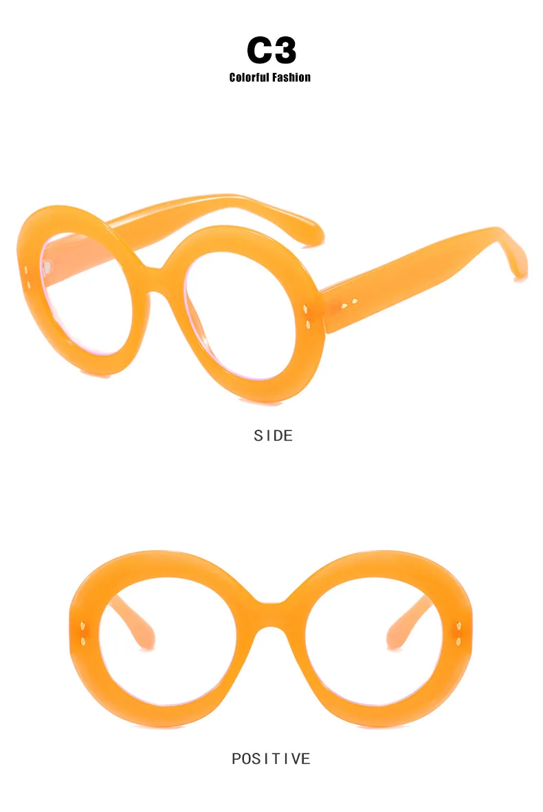 Neues Marken design runde dicke Kante Leopard große weibliche Rahmen photo chrome Anti-Blaulicht Frauen Anti-Reflexion UV400 Brille – Detail 8