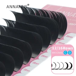 Annafris cílios premium individuais super macios seda vison 15-20mm comprimento misto extensão volume cílios postiços supplie cilios