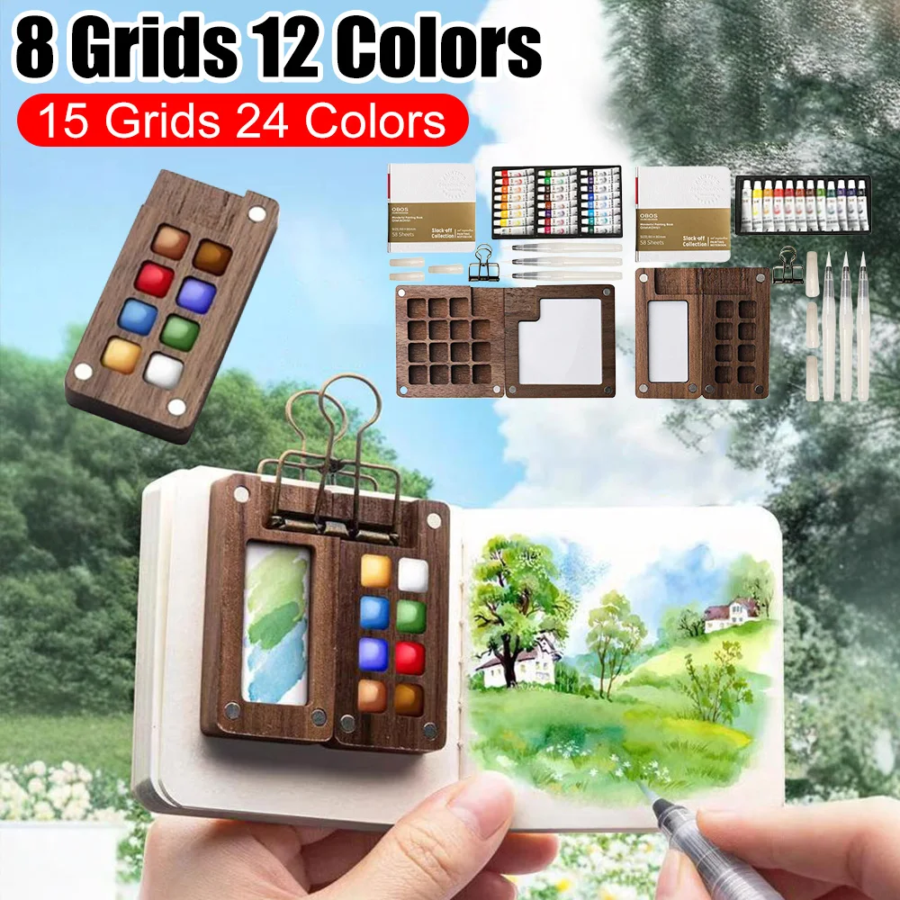 

Набор акварельных красок на 8/15 ячеек: мини-портативная палитра с красками для студентов, путешествий, скетчинга и художественных работ