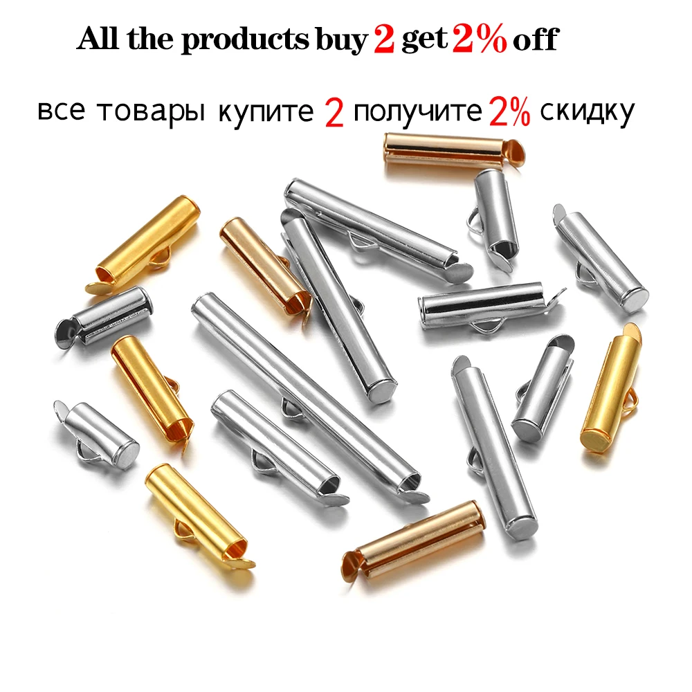 Criajend-Embouts coulissants pour perles, tubes de boucles de fermoir coulissant, connecteurs de bijoux à bricoler soi-même, accessoires exécutifs, 30-50 pièces