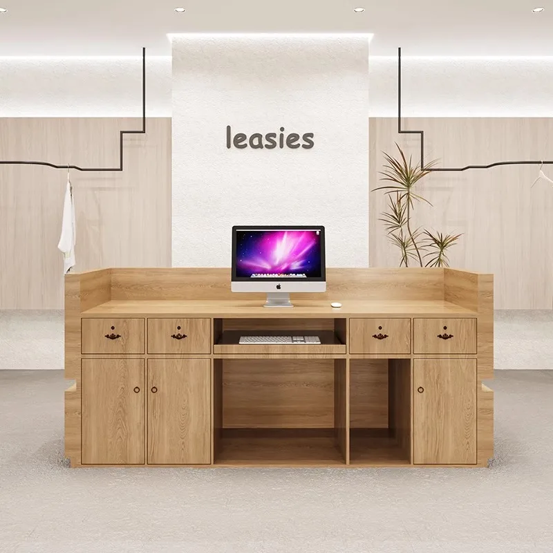 Japanese Bar Checkout Page Shop Small Counter Rattan Front Desk Customized Reception Desk Podium Stand Pulpitos Furniture