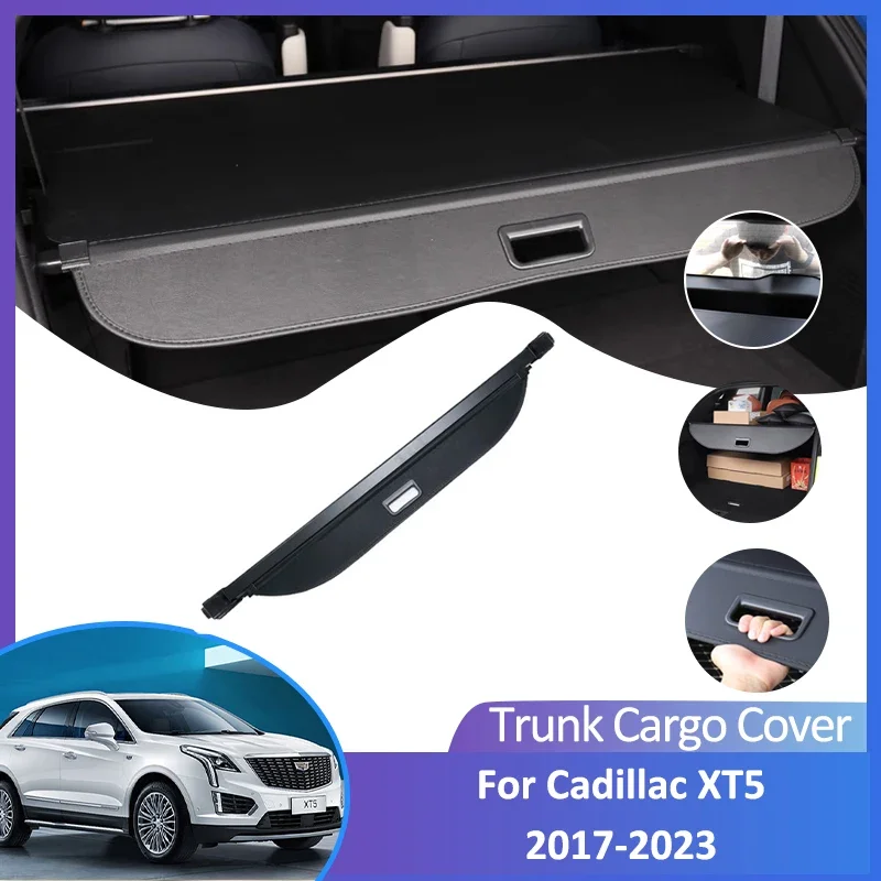 For Cadillac XT5 2017 2018 2019 2020 2021 2022 2023 Rear Trunk Cargo Cover Retractable Luggage Curtain Accessorie Shield Shade