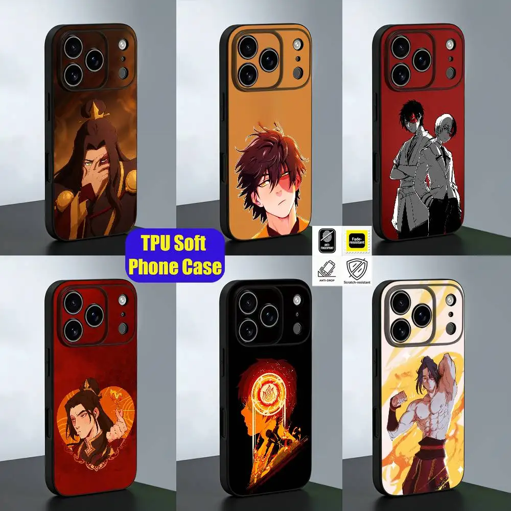 For Cartoon Z-Zuko Phone Case iPhone 15,16,17,13,14,11,12,Pro,Max,Plus,E,Air,Mini Custom Black Silicone Shell