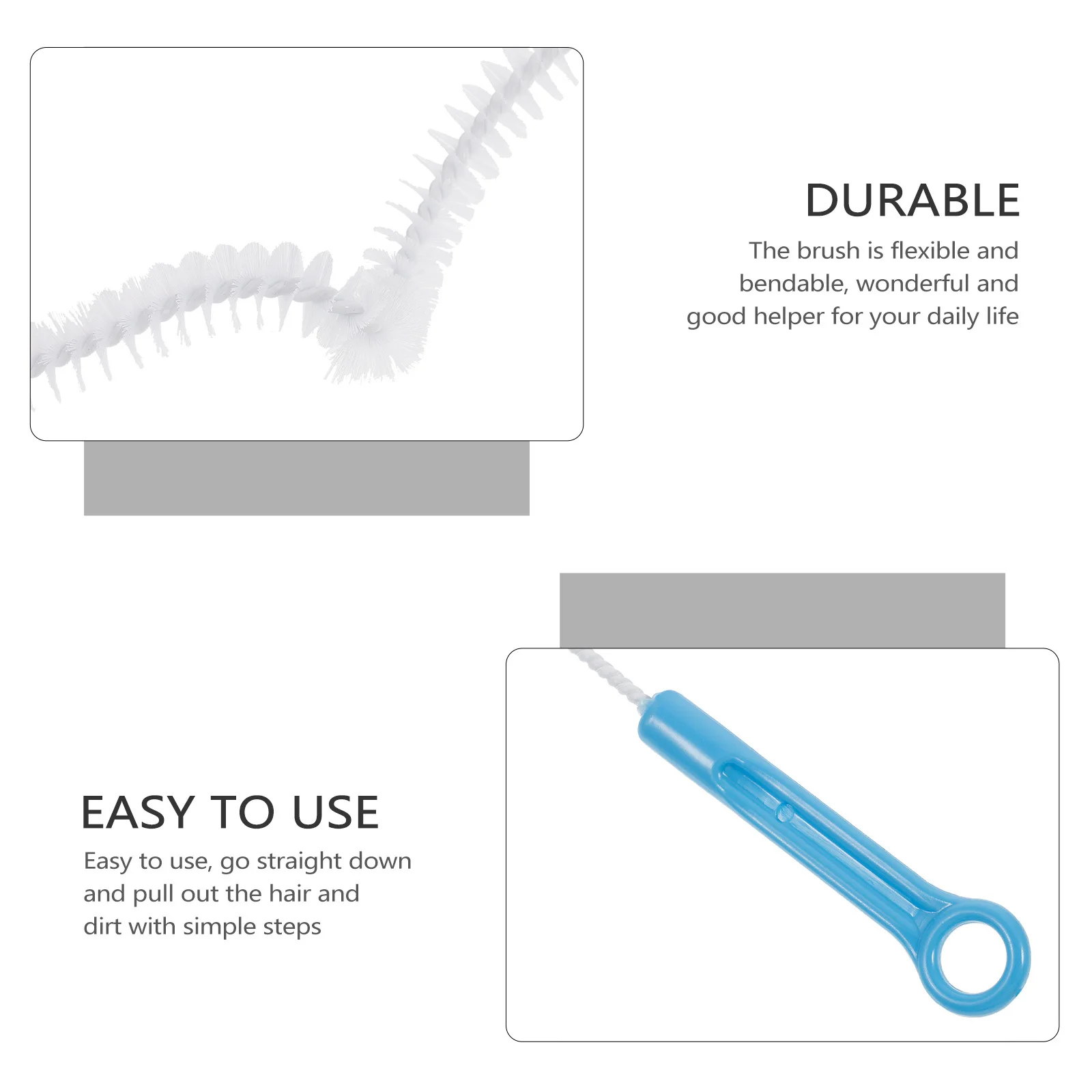 

2Pcs Sink Cleaning Brush Drain Unblock Tool Plastic Bendable Pipe Cleaner with Hanging Hole for Easy Storage Bathroom Kitchen