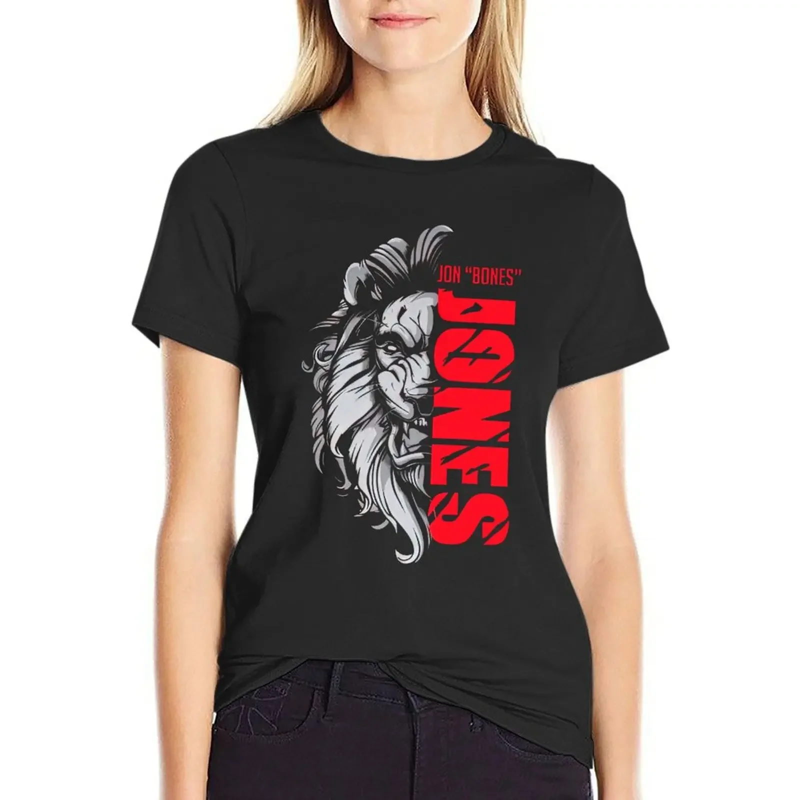 Jon Bones Jones Fighter T-shirt animal print shirt for girls anime clothes cute t-shirts for Women