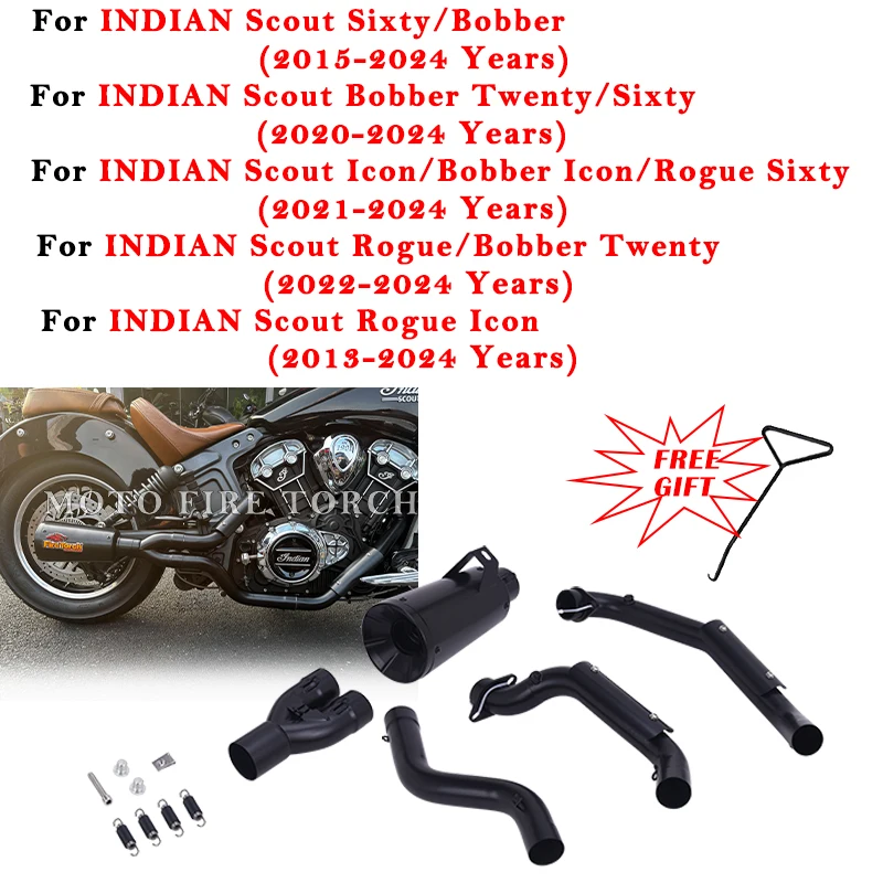 Motorrad-Auspuffanlage Komplett-System Modifizierter Schalldämpfer DB Killer für INDIAN Scout Bobber Rogue Sixty Twenty Icon 2015 - 2024