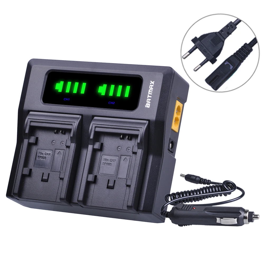 

Batmax BP-828 BP828 Rapid LED Dual Battery Charger for Canon HFS30 HF20 HG20 G30 G40 XA20 XA25 HFM300 HFM30 HFG3