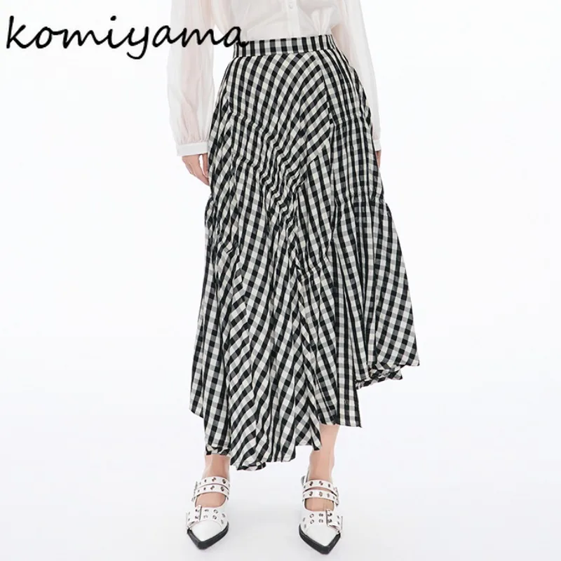 

Irregular Plaid Faldas Mujer Japanese 2024 Woman Skirt High Waist A-line Skirts Spring Summer Saias Simple Moda Falda Jupe