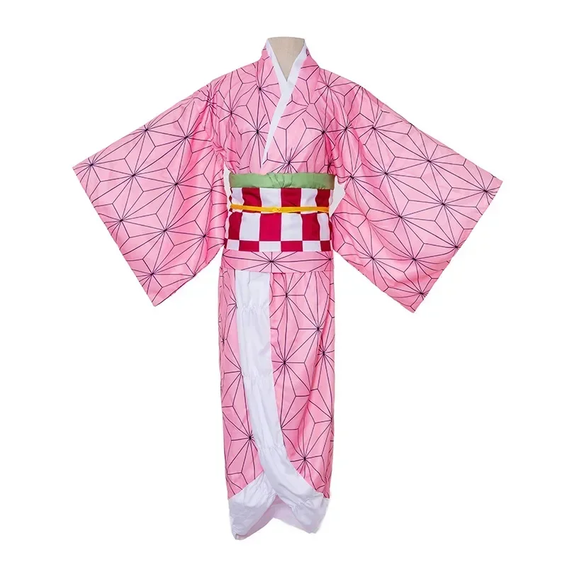 Kamado Nezuko Anime Demon Slayers Cosplay Costume, Kimono, Kimetsu No Yaiba, Perruque, Uniforme Hallween, Femmes, Enfants