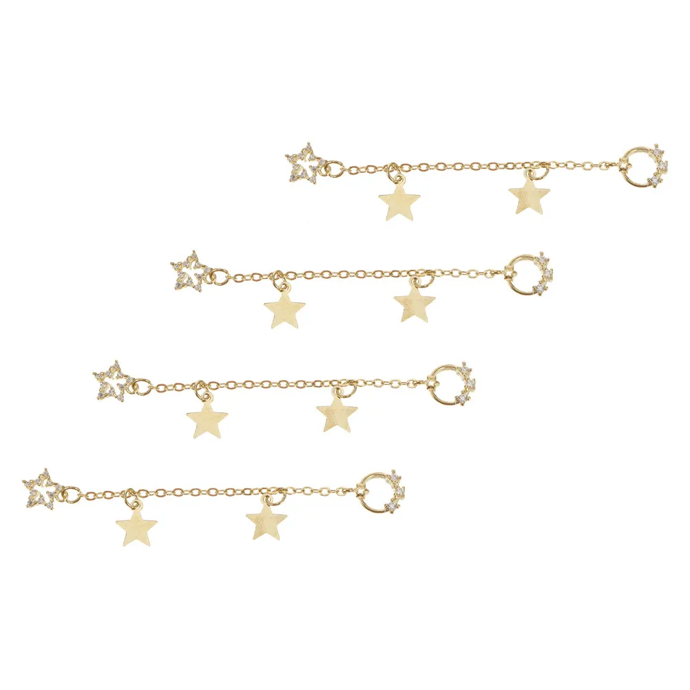 

4Pcs Star Nail Art Chain Pendants Creative Alloy Manicure Accessories DIY Nails Decoration Gift Women Manicure Supplies