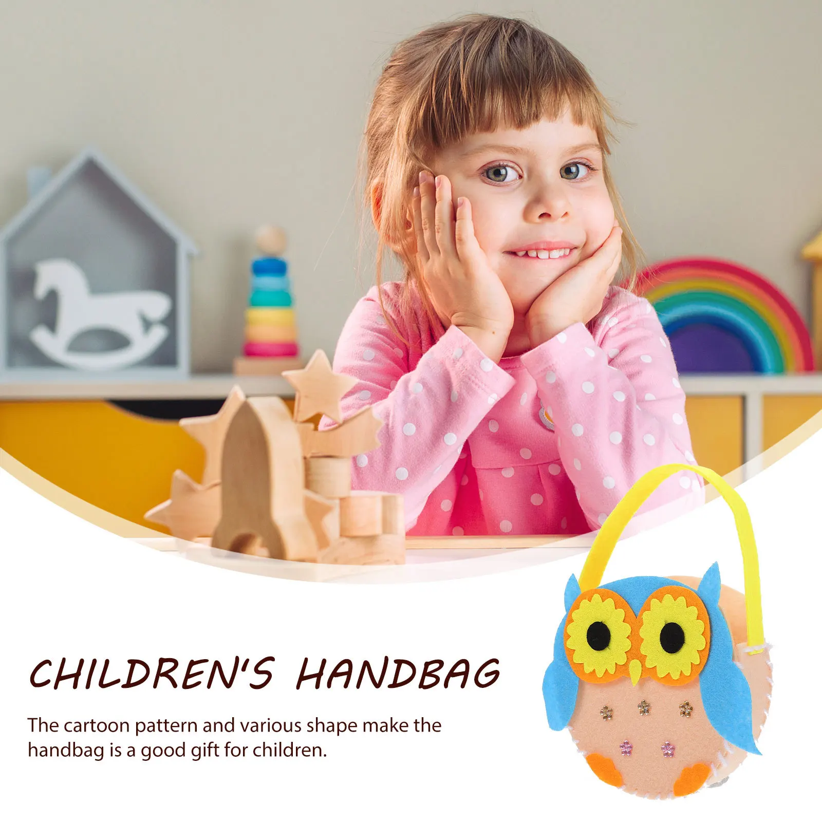 4Pcs DIY 어린이 핸드백 공예 부직포 가방 재료 키트 수제 선물 교육 활동 조정 기술 향상