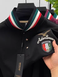High end brand men's long sleeve polo shirt Spring Autumn fashion embroidery Korean casual business T-shirt Paul men's  clothing