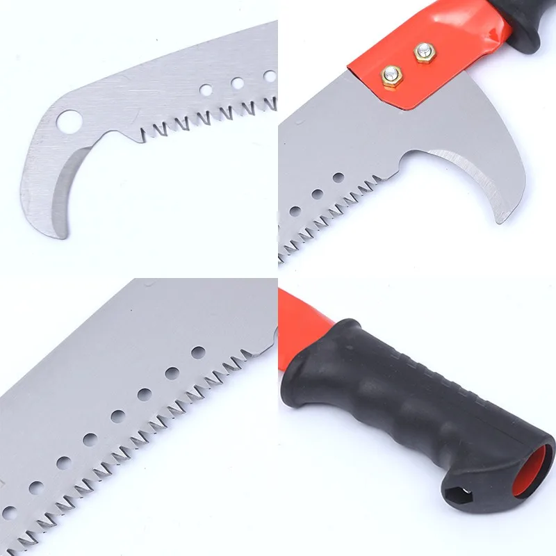 High Altitude Pruning Garden Trimming Single Hook Saw Double Hook Curved Handle Telescopic Pole Saw for Fruit Tree Trimming