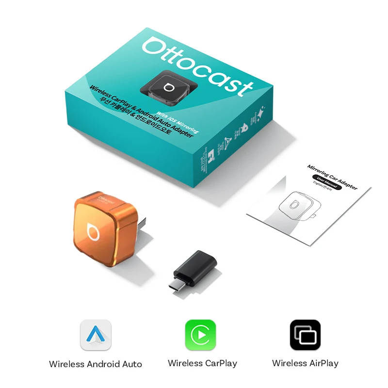 Ottocast MINI AIR 3-in-1 draadloze CarPlay Android Auto voor iPhone schermspiegeling CarPlay Plug & Play auto-accessoires 2026 NIEUW