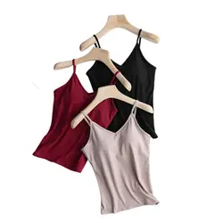 2024 New Cotton Female Large Size No Steel Ring Integrated Five-Finger Chest Pad Camisole Bottoming Shirt Slim Multicolor