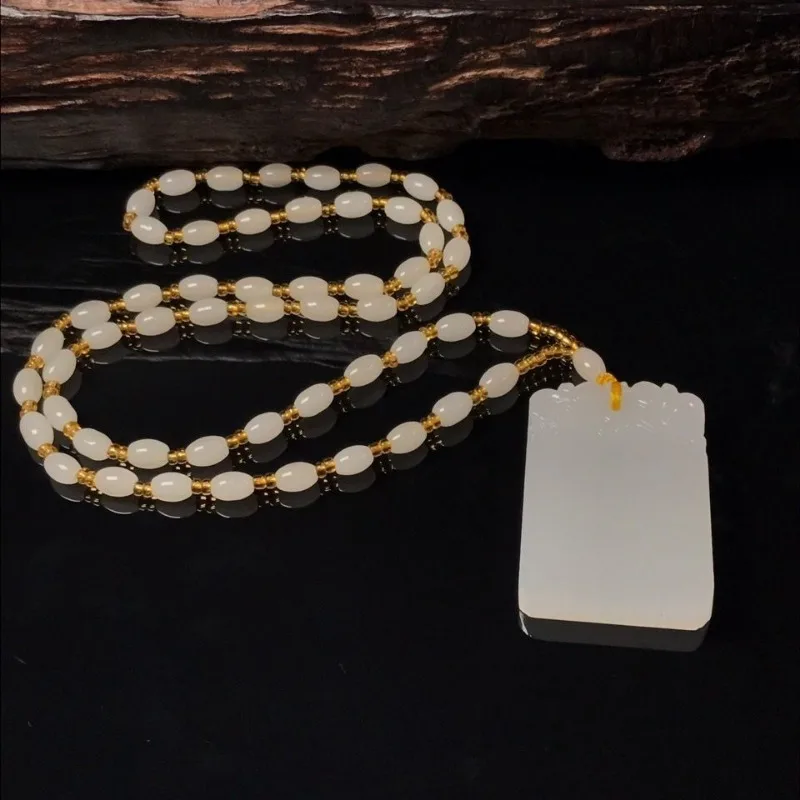 Sheep Fat White Jade Safety Pendant Can Be Worn By Both Men and Women with Jade Tags, Pendants, and Sculptors image 6