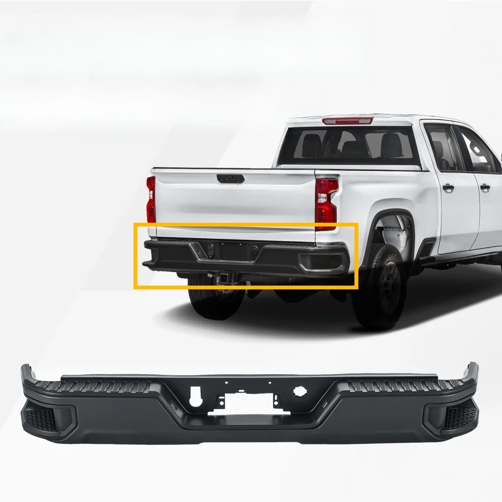 

Загрунтованный задний бампер в сборе для Chevrolet Silverado 2500/3500 2020-2026 без отверстий под датчики