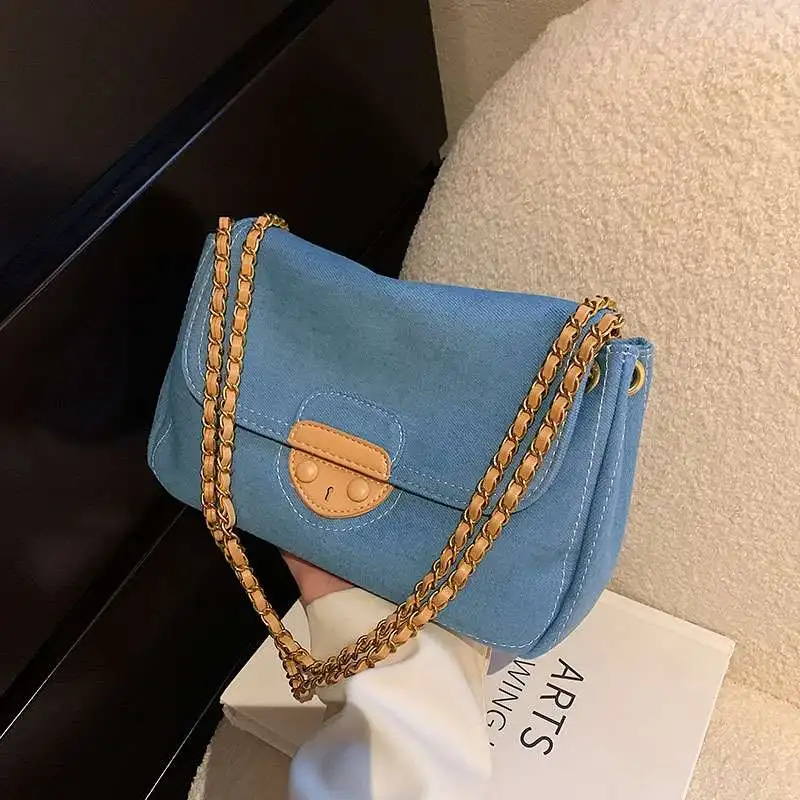 

Women's Faion Denim Small Square Bag Casual Single oulder Bag Pure Color Chain Element No Inner kets Summer 2025