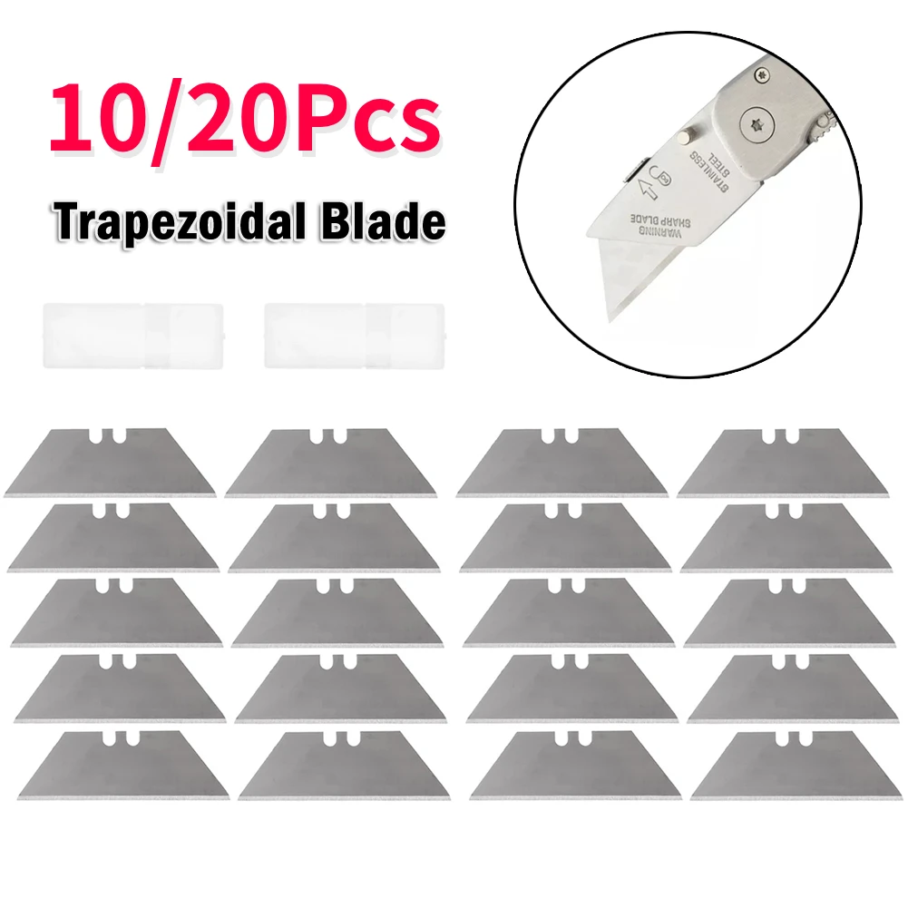 10/20 Stuks Trapeziumvormige Mes Vervanging Mes Multifunctionele Trapezium Messen Vervanging DIY Art Craft Cutter Tool Blade Met case